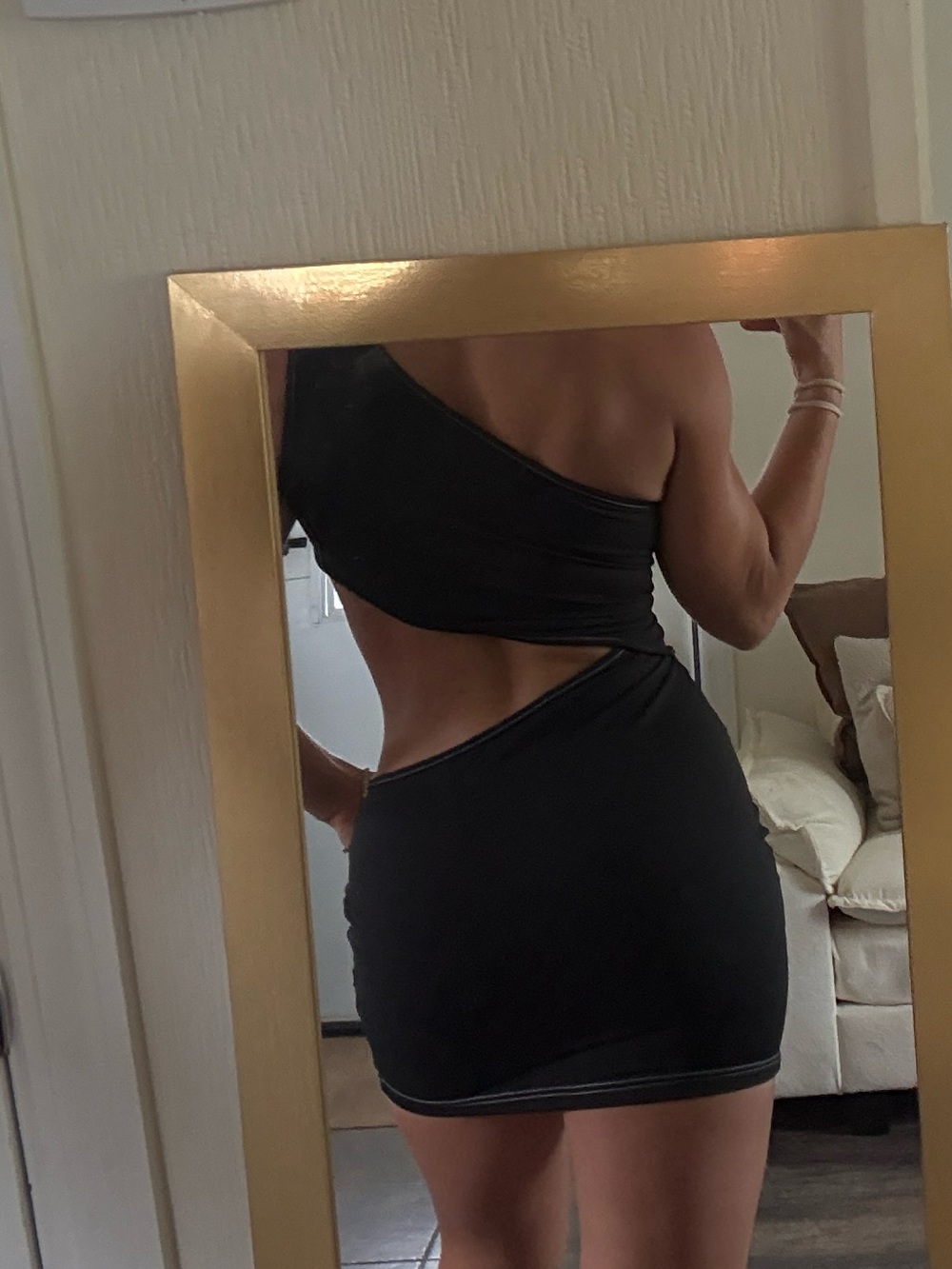 SHEIN Black Asymmetric Cutout Eyelet Mini Dress - Picture 3 of 6